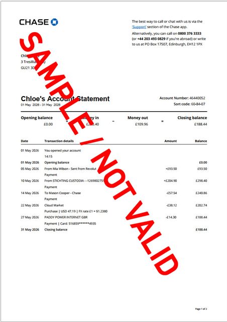 Пример BILL из исходного сайта, SAMPLE / NOT VALID